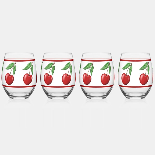 Red Cherry Design Weinglas Ohne Stiel (Rechts)