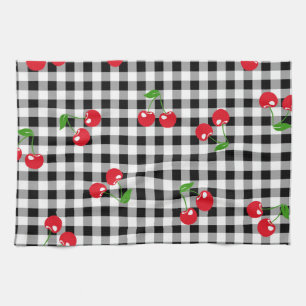 Red Cherry Gingham Black & White Buffalo Kariert Geschirrtuch