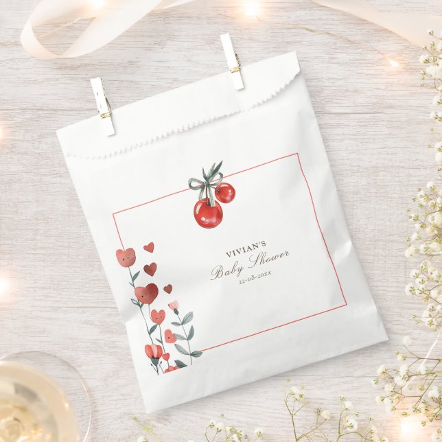 Red Cherry Heart Floral Geschenktütchen (Ausgeschnitten)