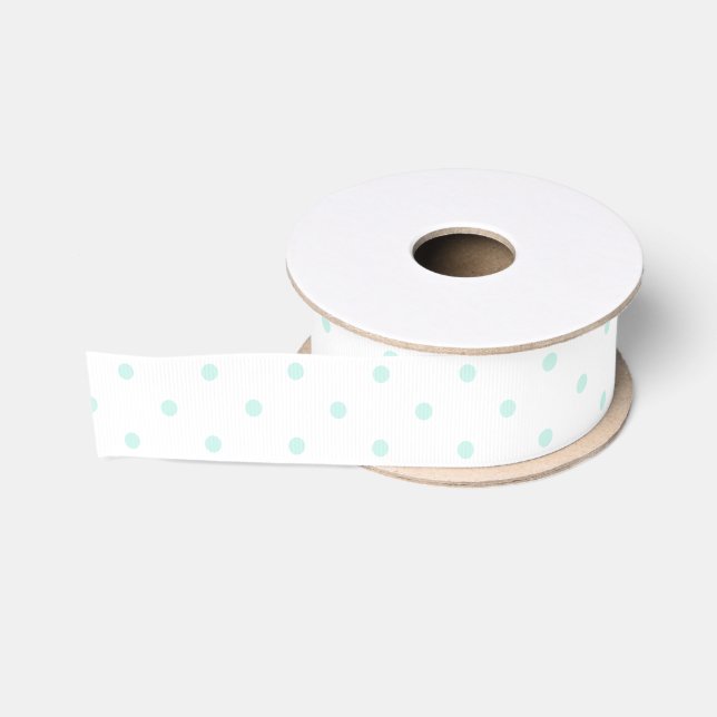 Red Cherry Light Aqua Dotted Ribbon Ripsband (Spule)
