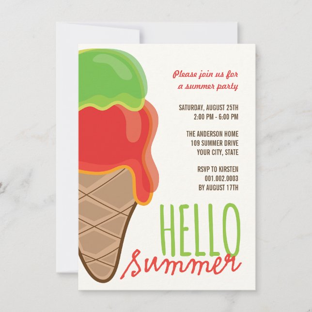 Red Cherry Limon Fusion Ice Cream Sommersemester P Einladung (Vorderseite)