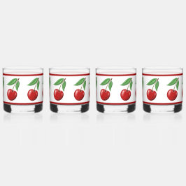Red Cherry Pattern Whiskyglas
