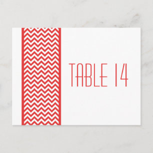 Red Chevron Bordure Numéro de table Carte postale