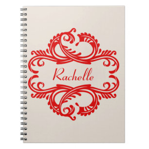 Red Chic Damask Notebook Notizblock