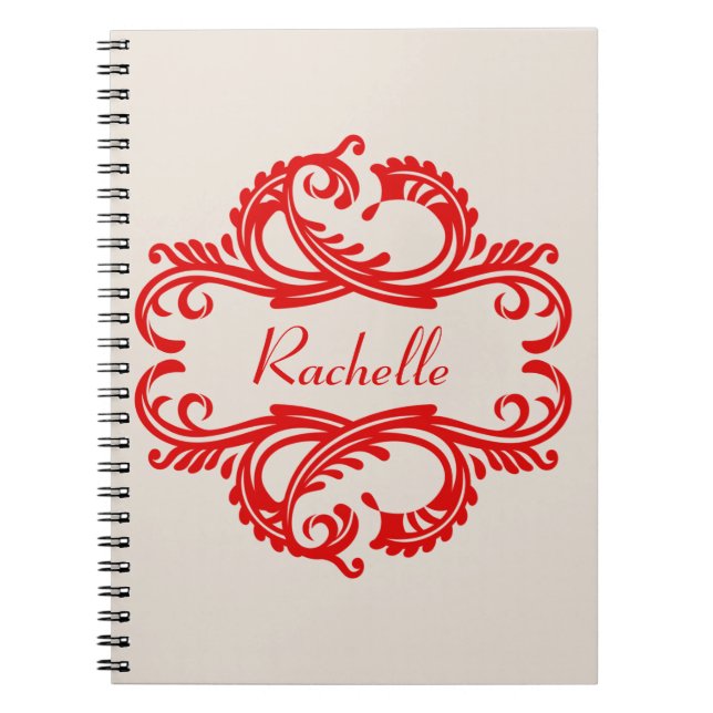Red Chic Damask Notebook Notizblock (Vorderseite)