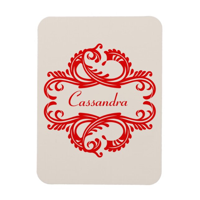 Red Chic Damask Premium Magnet (Vertikal)