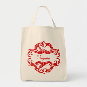 Red Chic Damask Tote Bag Tragetasche