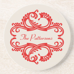 Red Chic Damask Untersetzer