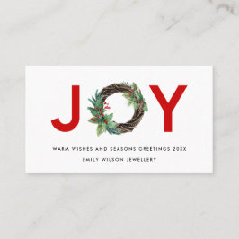 RED CHIC HOLLY BERRY JOY WREATH CHRISTMAS LOGO VISITENKARTE