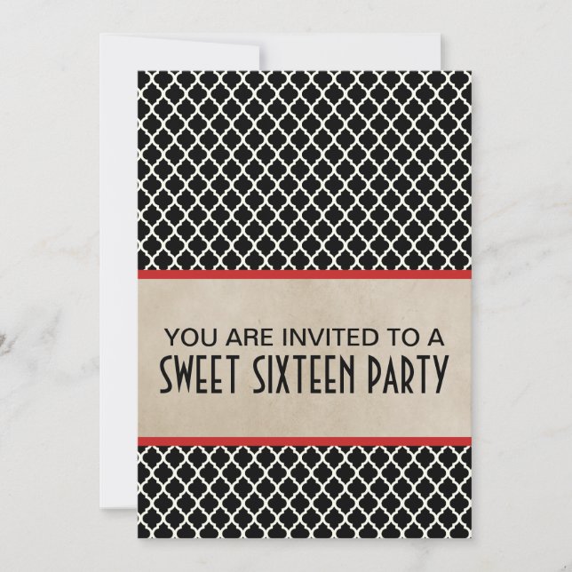 Red Chic Quarto Sweet 16 Einladung (Vorderseite)