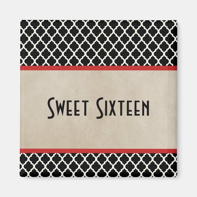 Red Chic Quarto Sweet 16 Magnet (Vorne)