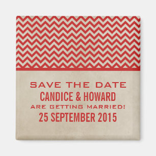 Red Chic Zickzack Save the Date Magnet