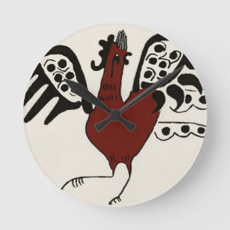 Red Chicken Clock Runde Wanduhr