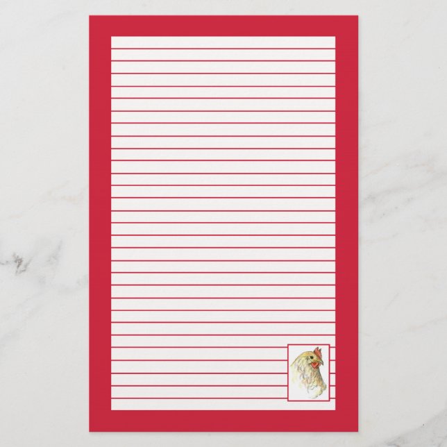 Red Chicken Hen Bird Zeichnend Linde Briefpapier (Vorderseite)