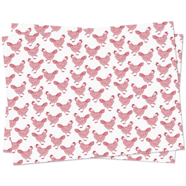 Red Chicken Hen Seidenpapier (Chicken hen poultry red and white tissue paper)