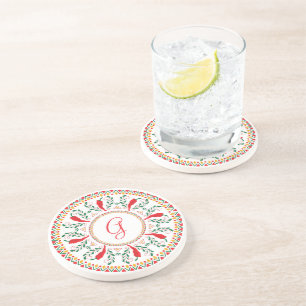 Red Chile Pepper Wreath Getränkeuntersetzer