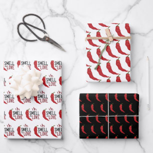 Red Chile Smell the Love Geschenkpapier Set