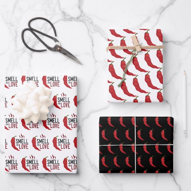 Red Chile Smell the Love Geschenkpapier Set (Vorderseite)
