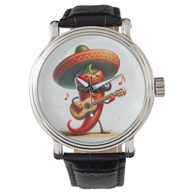 Red Chili Pepper Musician Armbanduhr (Vorderseite)