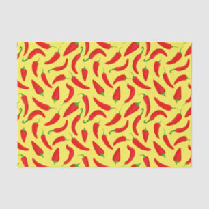 Red Chili Pepper Pattern auf Gelb Seidenpapier