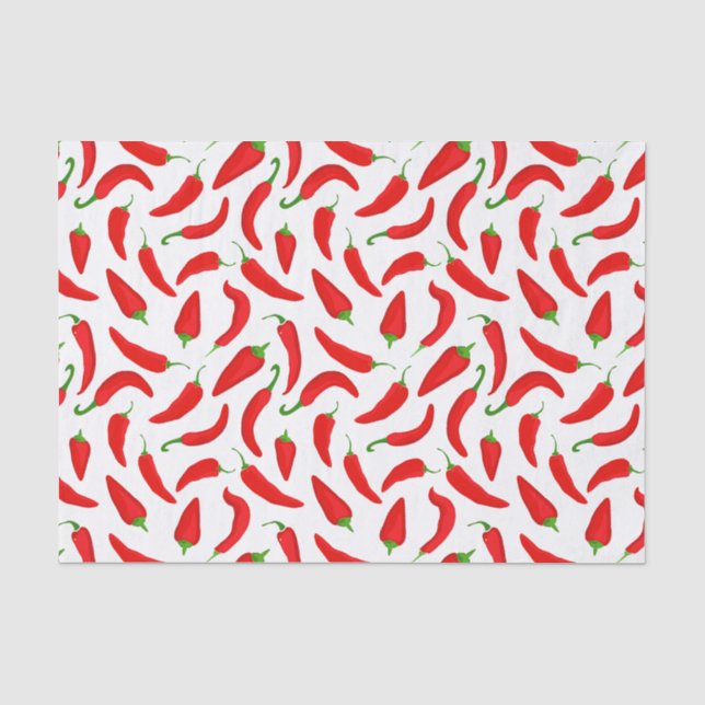Red Chili Pepper Pattern auf Weiß Seidenpapier (Vorderseite)