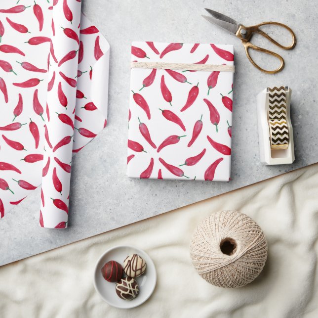 Red Chili Pepper Wrapping Paper Geschenkpapier (Kunsthandwerk)