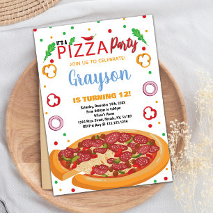 Red Chili White Red Pizza Invitations Anniversaire