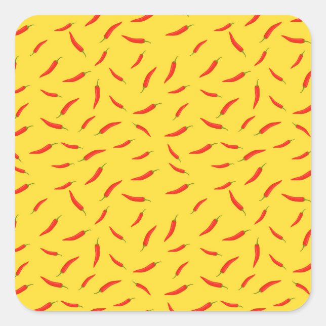 Red Chilies Pattern Quadratischer Aufkleber (Vorderseite)