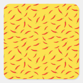 Red Chilies Pattern Quadratischer Aufkleber