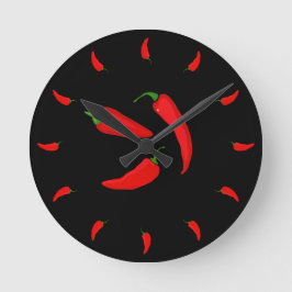 Red Chilli Peppers Fun Spicy Runde Wanduhr