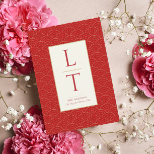 RED CHINESE CHINOISERIE WEDING INVITATION EINLADUNG