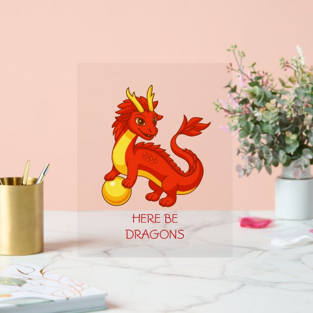 Red Chinese Dragon Acrylschild (Hochzeit)