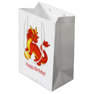 Red Chinese Dragon Birthday Mittlere Geschenktüte