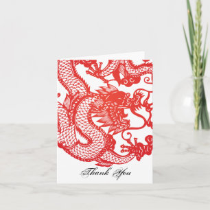 Red Chinese Dragon Note or Danke Karte