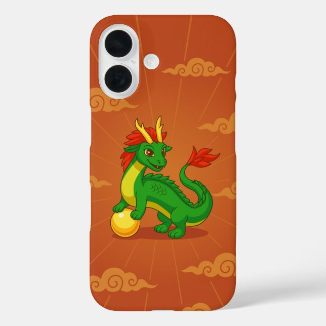 Red Chinese Dragon on Red iPhone 16 Hülle (Rückseite)