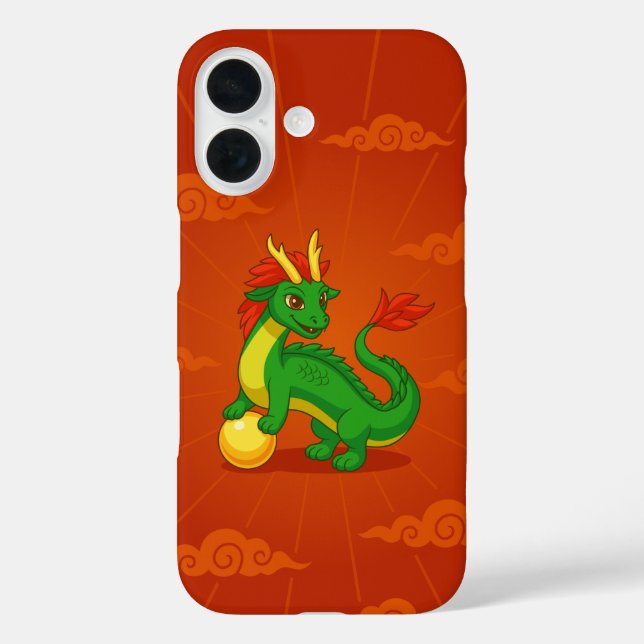 Red Chinese Dragon on Red iPhone 16 Hülle (Rückseite)