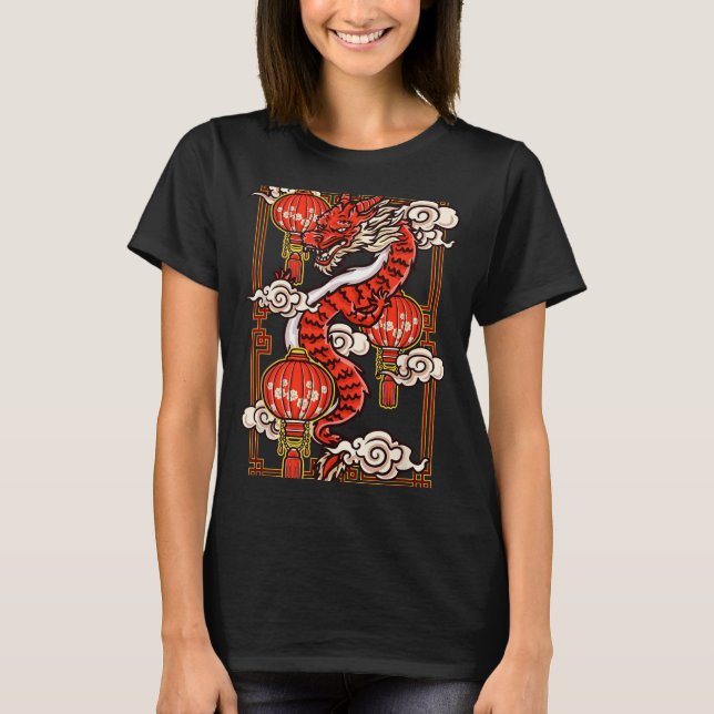 Red Chinese New Year Of The Dragon 2024 Lanterns C T-Shirt (Vorderseite)