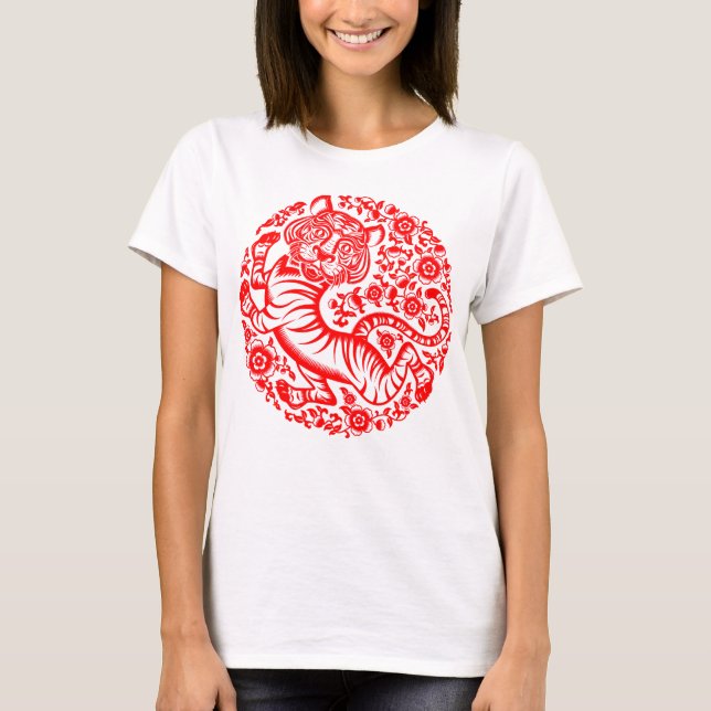 Red Chinese New Year Tiger T-Shirt (Vorderseite)