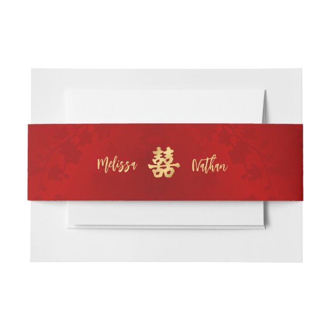 Red Chinese Wedding Custom Einladungsbanderole (Vorderseite Beispiel)