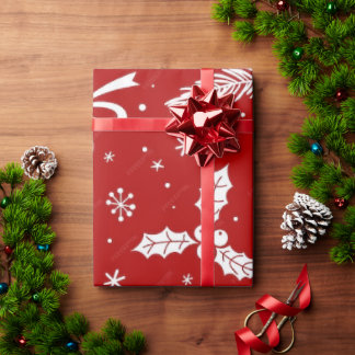 Red Christmas 30"x15' Wrapping Paper Geschenkpapier