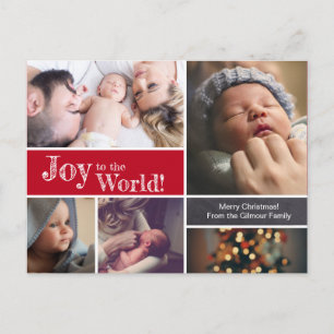 RED Christmas Baby Geburtsankündigung Vielen Dank Postkarte