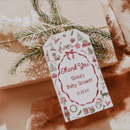 Red Christmas Baby Shower Thank You Gift Tag Geschenkanhänger