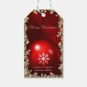 Red Christmas Ball Gold Stars Company Geschenkanhänger