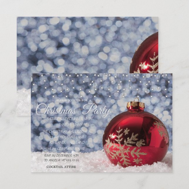 Red Christmas Ball, Light Company Christmas Party Einladung (Vorne/Hinten)