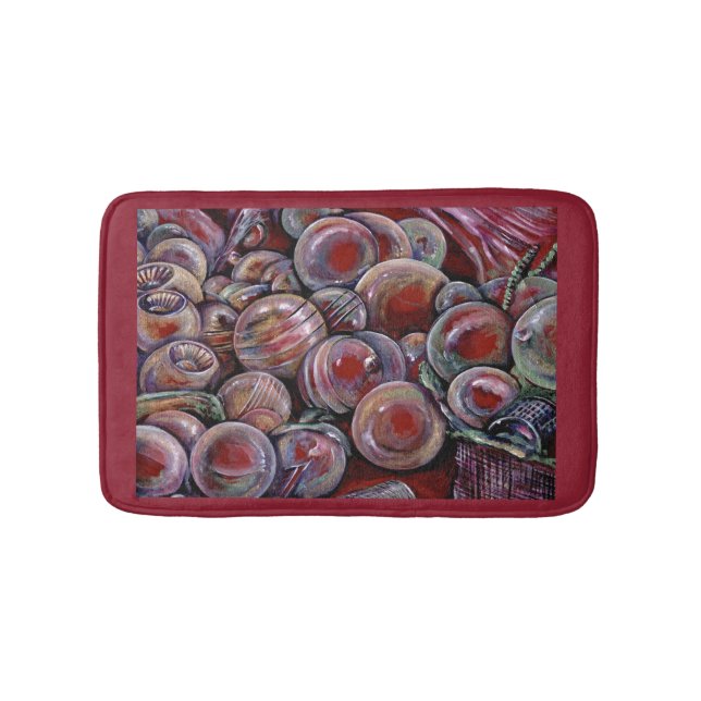 Red Christmas Balls Badematte (Vorderseite)