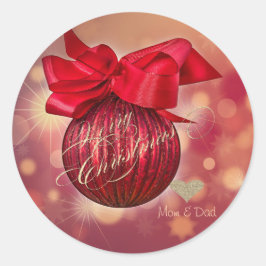 Red Christmas Balls Bokeh Company Runder Aufkleber
