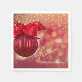 Red Christmas Balls Bokeh Company Serviette