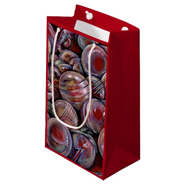 Red Christmas Balls Kleine Geschenktüte (Vorderseite Schrägansicht)