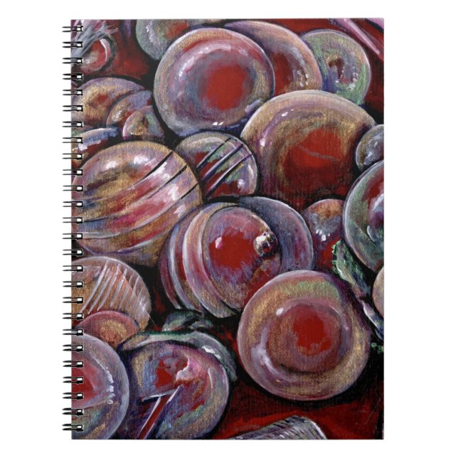 Red Christmas Balls Notizblock (Vorderseite)