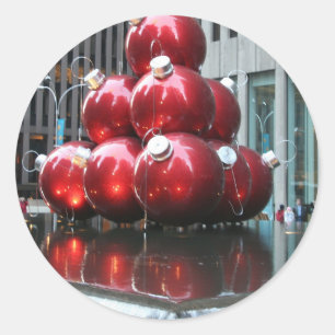 Red Christmas Balls Runder Aufkleber
